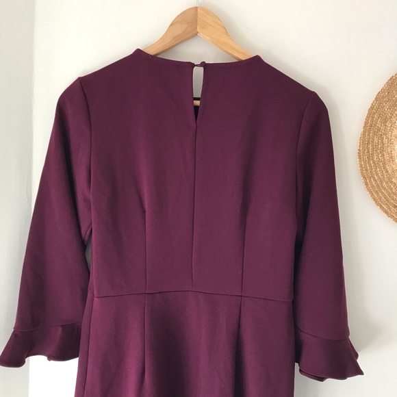 Nanette Lepore aubergine ruffle tulip sleeves dress - Picture 6 of 11
